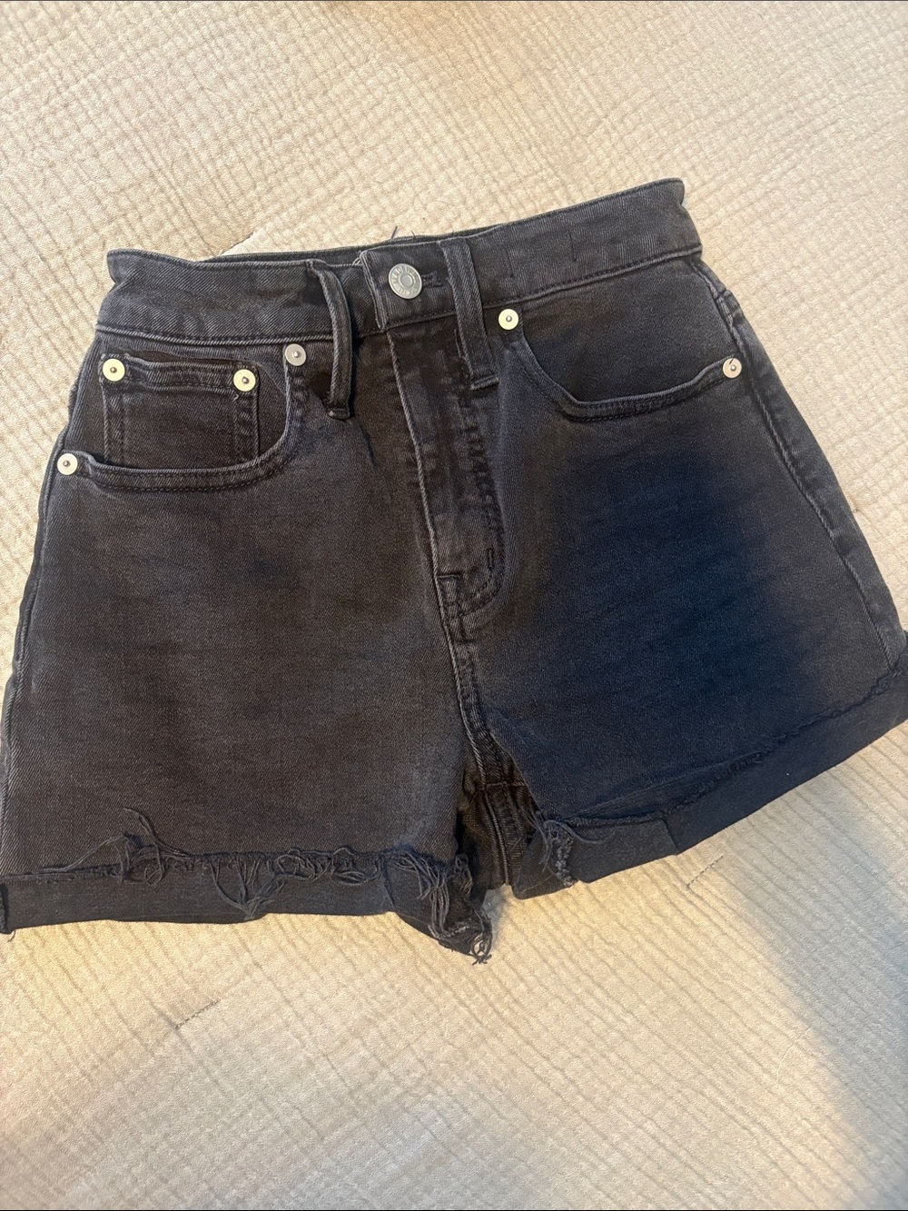 Madewell CRVY Black High-Rise Denim Shorts